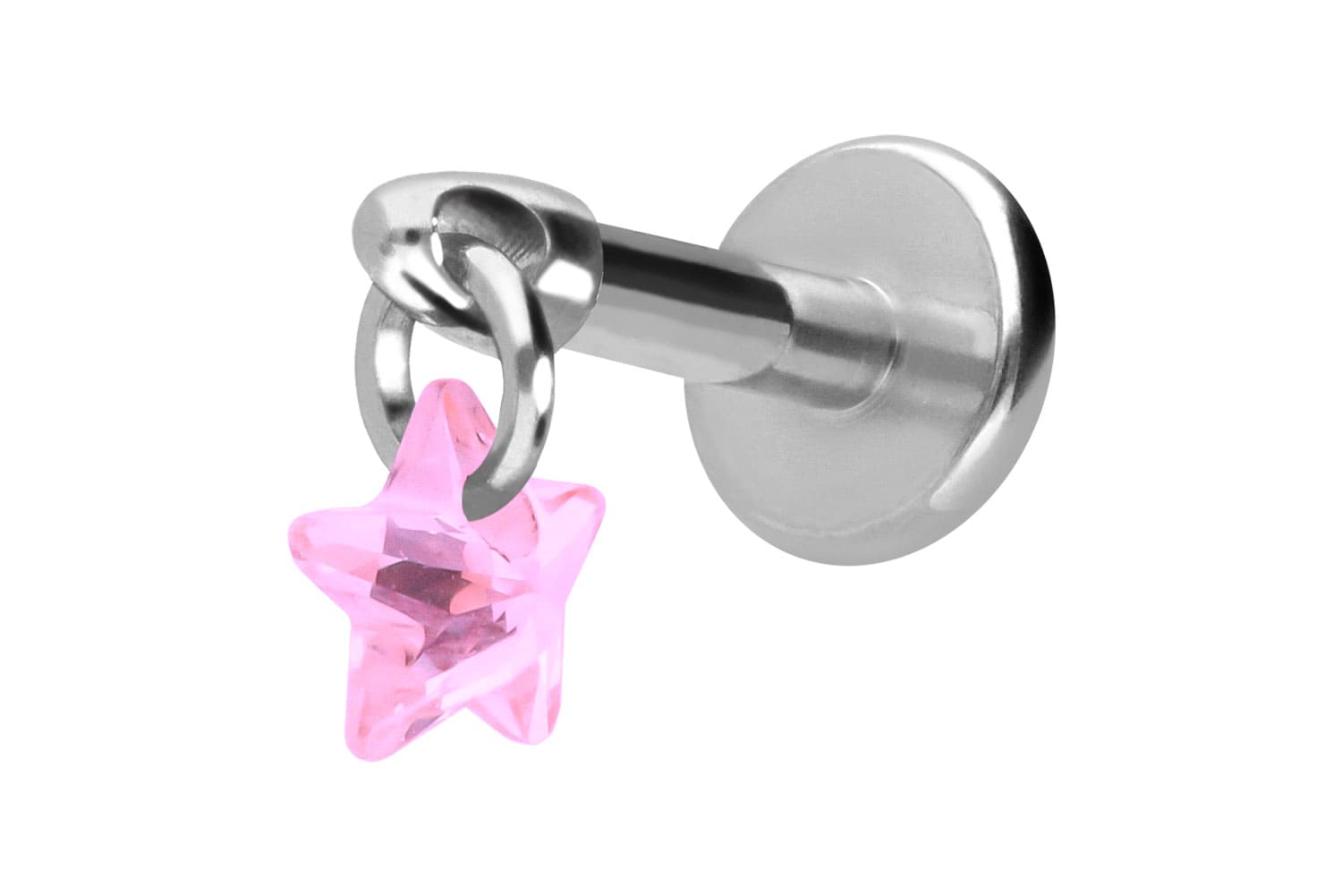 Titan Labret Piercing mit Innengewinde KRISTALLSTERN